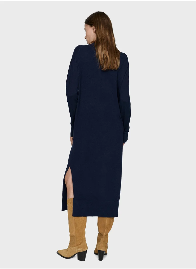 مانجو Round-Neck Knitted Dress