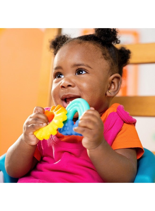 Bright Starts Chance of Smiles Silicone Teether 2-Pk, Easy-Grasp Sun and Rainbow, Unisex, 3 Months+ - Image 2