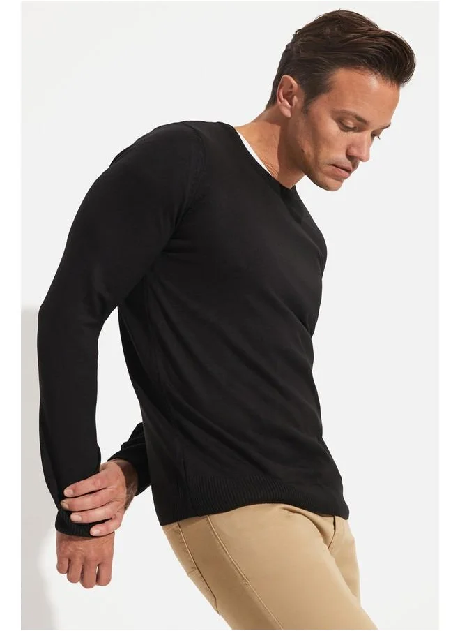 JUNE June Men Crew Neck Knitwear Sweater Black