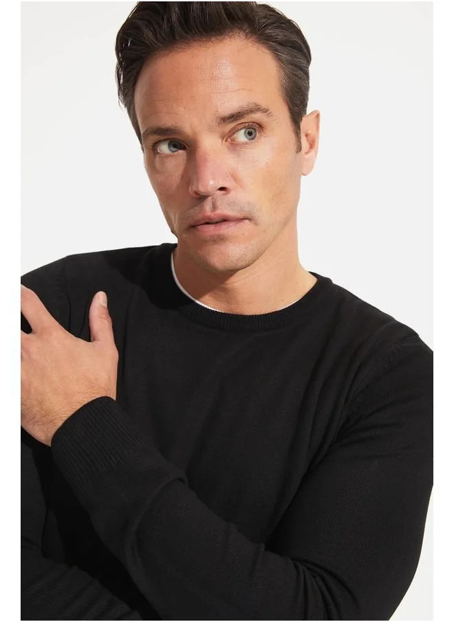 JUNE June Men Crew Neck Knitwear Sweater Black
