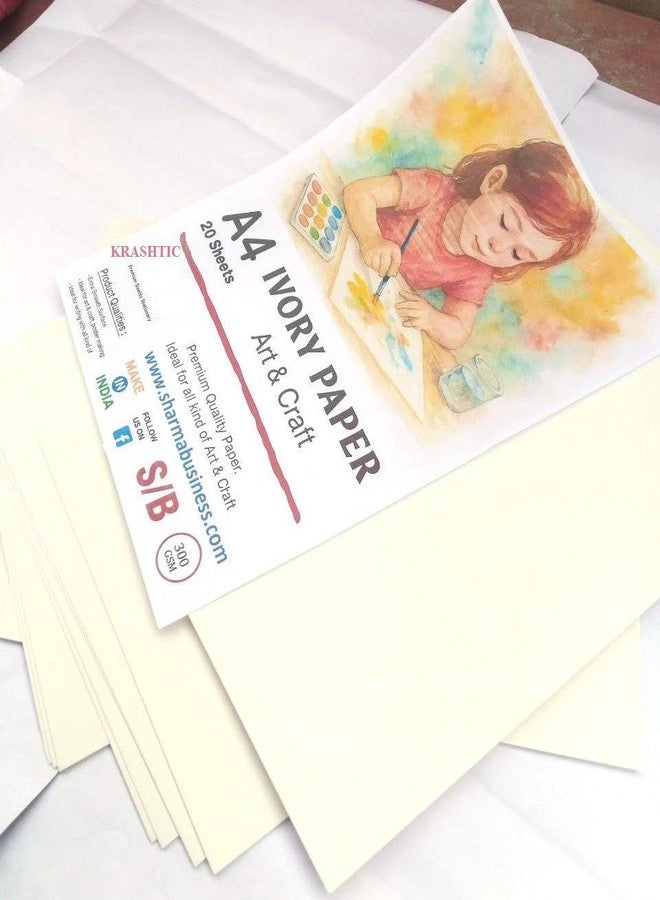 ARETOR Thick A4 Ivory Craft Paper 300 GSM - Ideal for Painting, Model Making, Hobby Craft & Creative Projects (20 Sheets) - Image 1