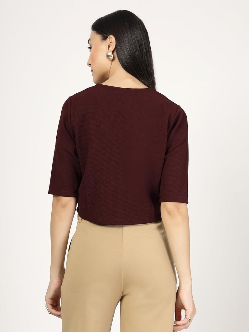 Style Quotient Women Maroon Knit Shrug - Image 4