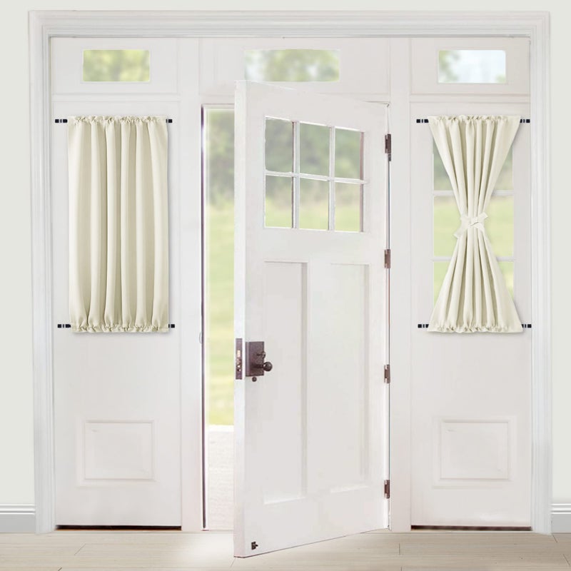 XWZO Room Darkening Curtains for French Doors  Privacy and Thermal Curtains for Glass Door  Rod Pocket Curtains with Tiebacks  25 x 40 inches Long  Cream  1 Panel - Image 1