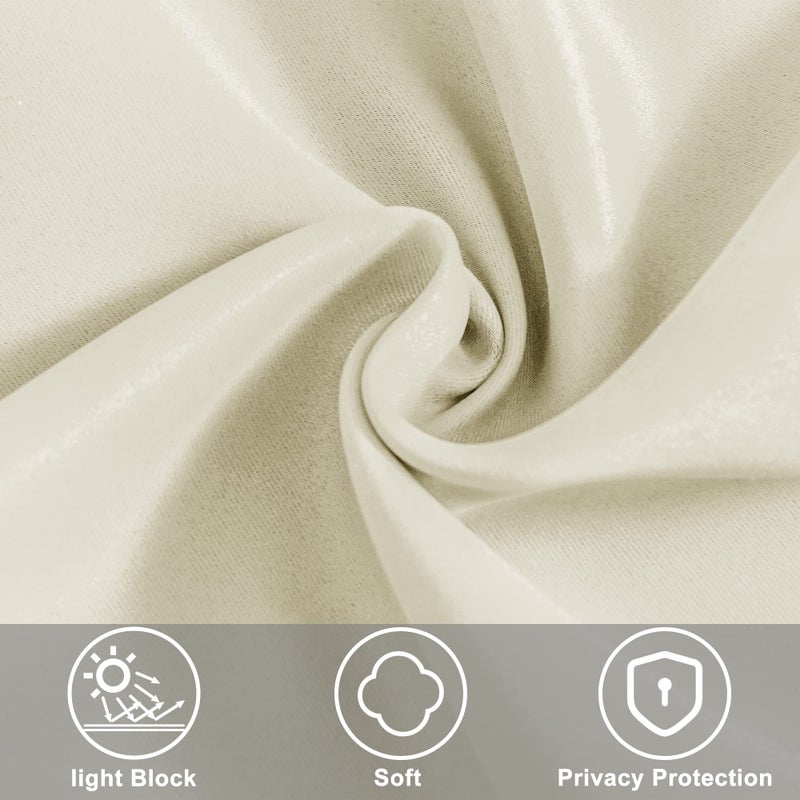 XWZO Room Darkening Curtains for French Doors  Privacy and Thermal Curtains for Glass Door  Rod Pocket Curtains with Tiebacks  25 x 40 inches Long  Cream  1 Panel - Image 5