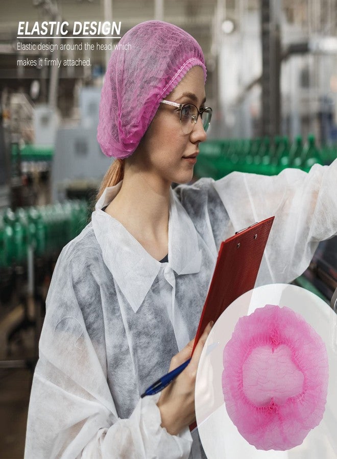 Wecolor 100 Pack 21" Disposable Nonwoven Bouffant Caps Hair Net for Hospital Salon Spa Catering and Dust-free Workspace (pink) - Image 3