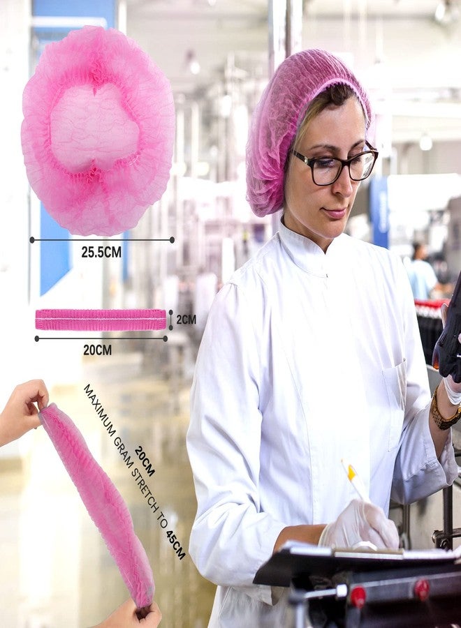 Wecolor 100 Pack 21" Disposable Nonwoven Bouffant Caps Hair Net for Hospital Salon Spa Catering and Dust-free Workspace (pink) - Image 2