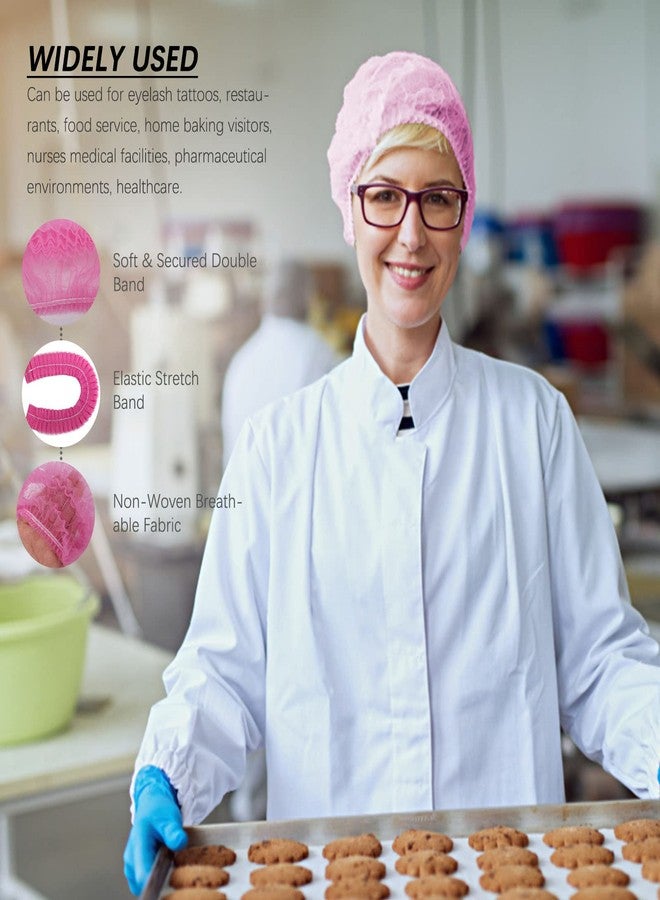 Wecolor 100 Pack 21" Disposable Nonwoven Bouffant Caps Hair Net for Hospital Salon Spa Catering and Dust-free Workspace (pink) - Image 5