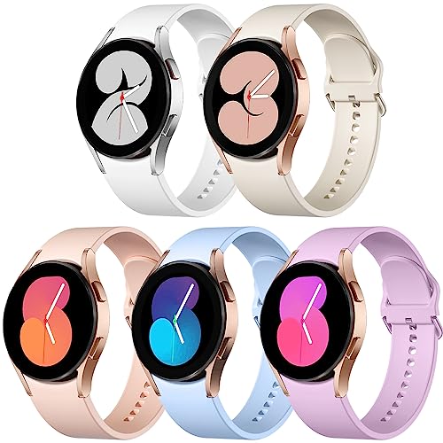 Lerobo 5 Pack No Gap Bands Compatible with Galaxy Watch 7/6/5/4 Band 44mm 40mm/Watch 5 Pro Band/20mm Soft Silicone Sport Strap for Galaxy Watch 6 4 Classic 46mm 43mm 47mm 42mm Replacement Women Men - Image 1