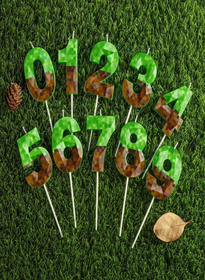PHD CAKE 2.76 Inch Number 7 Pixel Birthday Candles Crystal, Green Miner Number Candles, Cake Number Candles, Party Celebration, Style Candle - Image 4