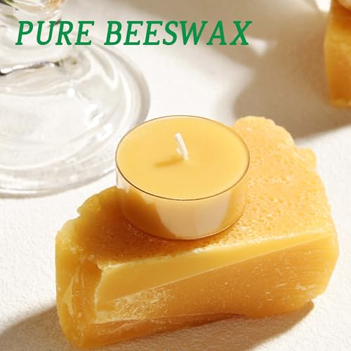 ENCANLIGHT Beeswax Tealight Candles, Handmade Tea Light Candle 24 Pack with Cotton Wick - 4 Hours Long Burning, Natural Unscented and Smokeless for Home Decor, Party, Dinner - Image 3