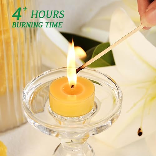 ENCANLIGHT Beeswax Tealight Candles, Handmade Tea Light Candle 24 Pack with Cotton Wick - 4 Hours Long Burning, Natural Unscented and Smokeless for Home Decor, Party, Dinner - Image 4