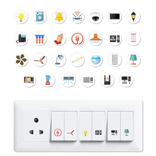True Flair Trueflair Stickers for Switch Board for Home Wall Switches, Contain All Common Switch Stickers (Transparent Colorful) - Image 1