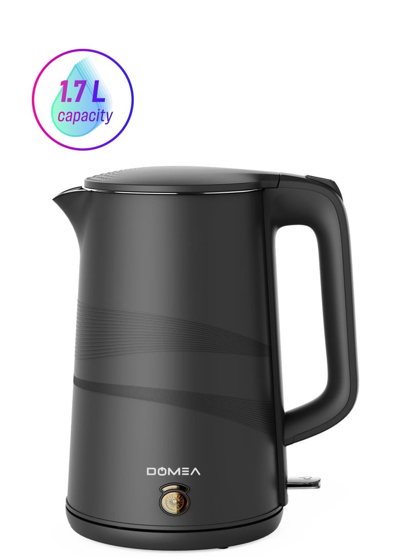 دوميا Electric Kettle, 1.7 L, 1500W Cordless Jug, 360° Rotational Base, LED Illumination, Auto Cut-Off, Cool Touch Exterior, Overheat Protection, Stainless Steel Body, Ideal for Home & Office, Black  - Image 1