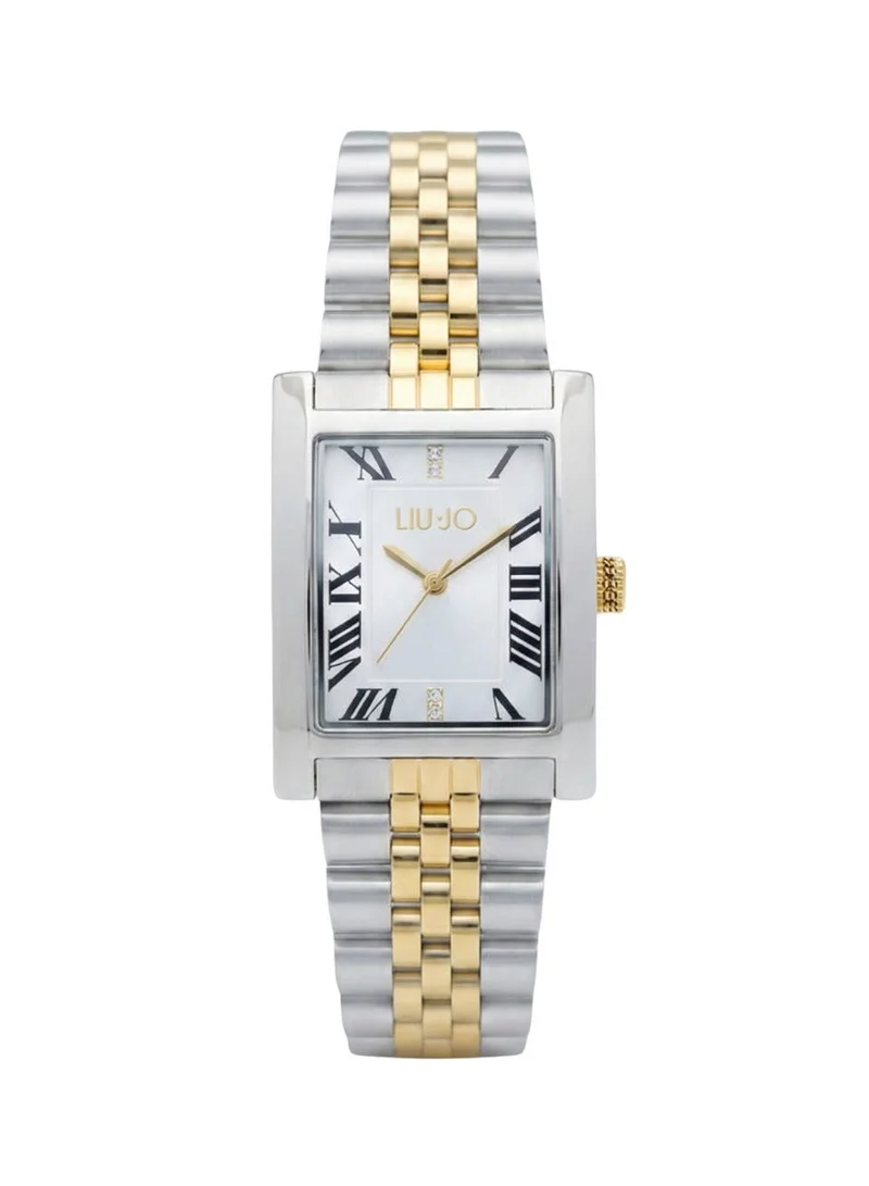 ليو جو ساعة لي جو إمبيريا بقرص أبيض، فضي وذهبي، ستانلس ستيل