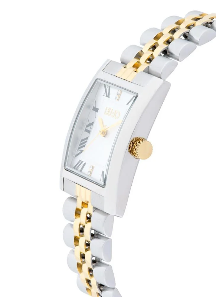 ليو جو ساعة لي جو إمبيريا بقرص أبيض، فضي وذهبي، ستانلس ستيل