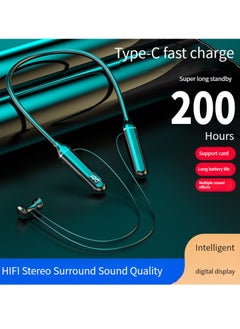 GELESE GELESE Digital Display Neck-Worn Wireless Bluetooth Headset Multi-functional Large-capacity Semi-in-ear Sports Stereo Neck Headphone (Black)  - Image 2