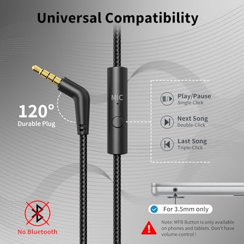 Botesty Sound Headphones Wired with Microphone, Over Ear Foldable 3.5mm Plug in Headphones Corded with 4.9ft Tangle-Free Nylon Cord for Tablet, Laptop, MP3/4, School, Airplane Travel (Black Red) - Image 4