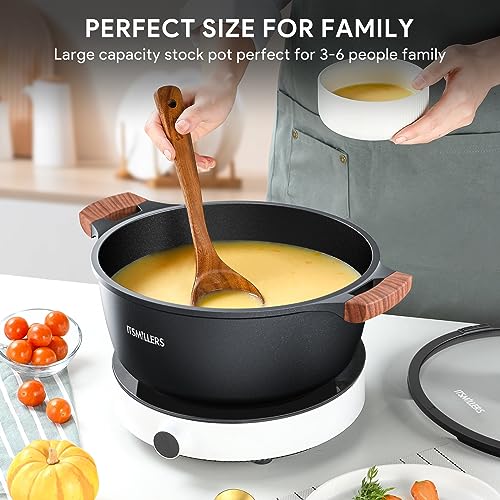 ITSMILLERS Nonstick Stock Pot,6.5 Qt Elegant Aluminum Ceramic Casserole with Pour Spout Lid, Induction Bottom - Image 4