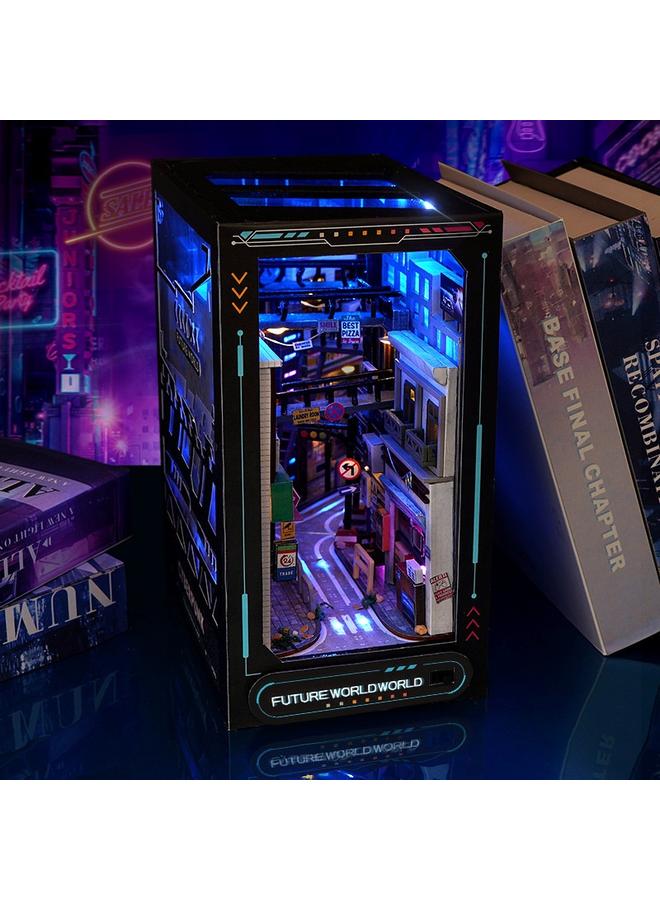 Bluejw DIY Cabin Near Future 3D Handmade Assembled Book Stand Model With Light Creative Ornaments Gift For Men And Women - Image 5