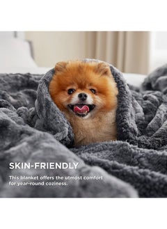 Bedsure Bedsure Fuzzy Blanket King Size - Grey, Soft and Warm Sherpa, Plush and Furry Faux Fur, Reversible King Blankets for Bed, 108x90 Inches  - Image 3