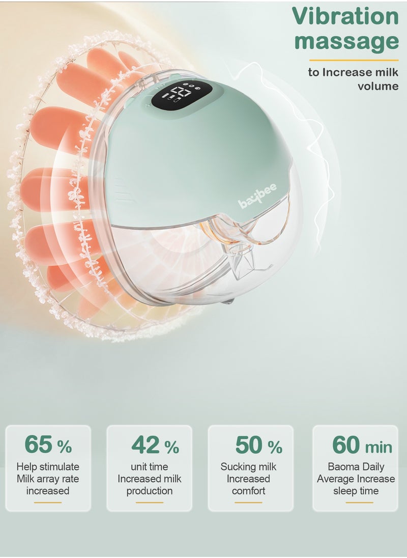 BAYBEE - Baybee Slim Wearable Electric Breast Pump for Feeding Mothers, Hands Free Automatic Breast Pump Electrical with Lactation, Milk Suction & Massage Modes, 9 Level Suction Adjustment, 150ml Storage - Image 1