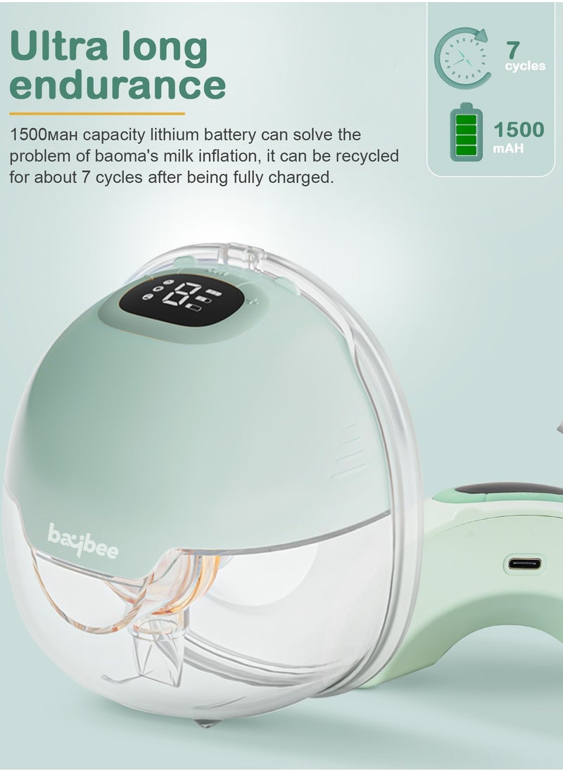 BAYBEE - Baybee Slim Wearable Electric Breast Pump for Feeding Mothers, Hands Free Automatic Breast Pump Electrical with Lactation, Milk Suction & Massage Modes, 9 Level Suction Adjustment, 150ml Storage - Image 1