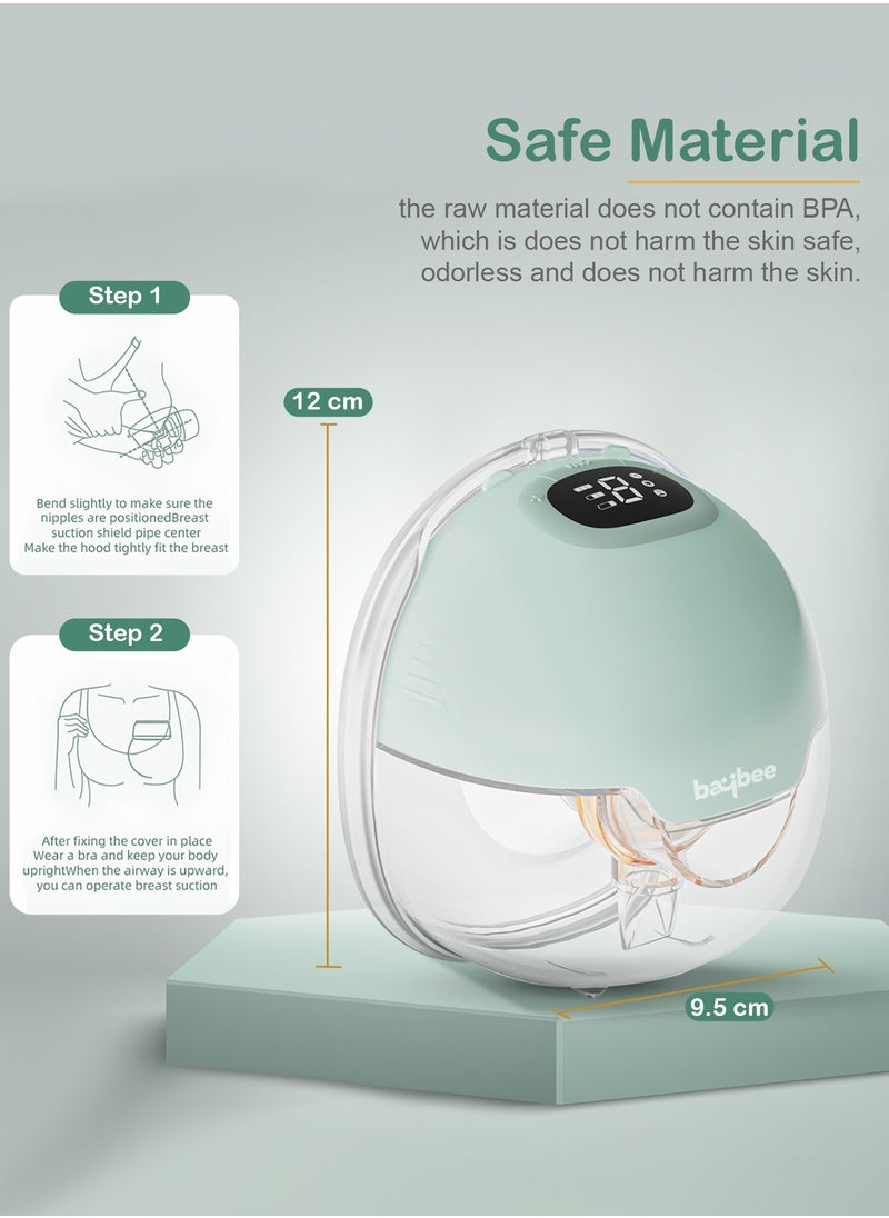 BAYBEE - Baybee Slim Wearable Electric Breast Pump for Feeding Mothers, Hands Free Automatic Breast Pump Electrical with Lactation, Milk Suction & Massage Modes, 9 Level Suction Adjustment, 150ml Storage - Image 1