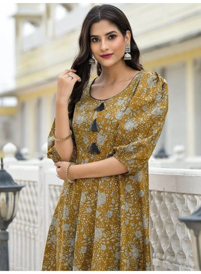 AKS Mustard kantha Anarkali Kurta