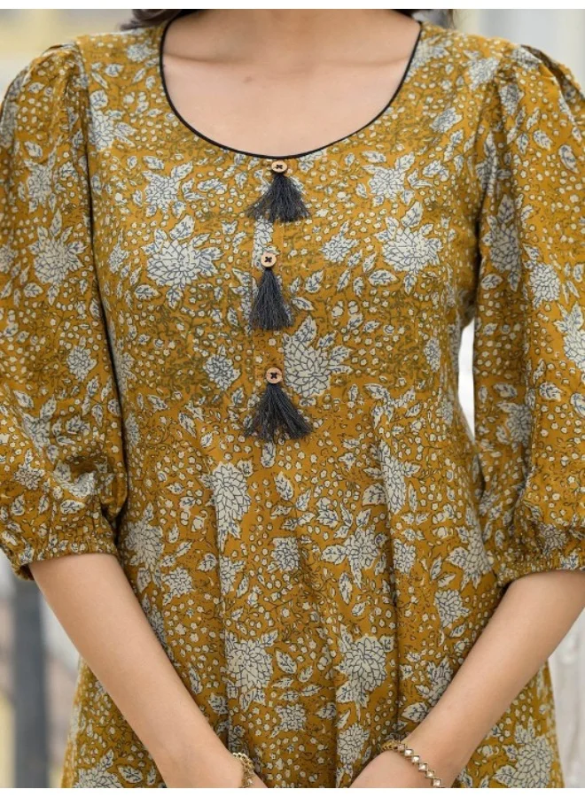 AKS Mustard kantha Anarkali Kurta
