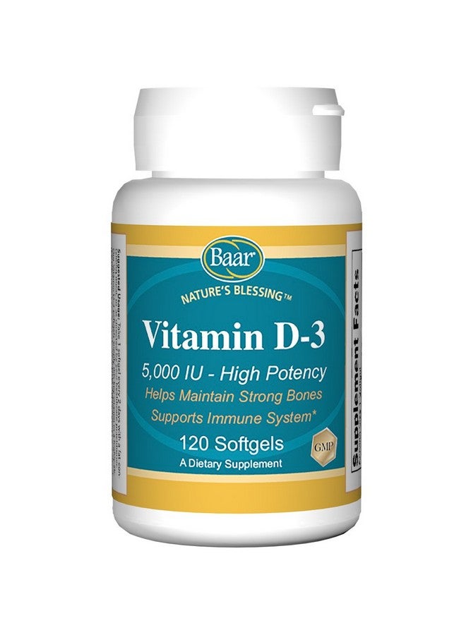 Baar Vitamin D-3 Softgels, 5,000 IU, 120 Softgels - Image 1