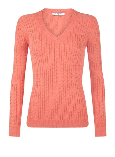 FELIX HARDY V-Neck Cable Knit Pullover