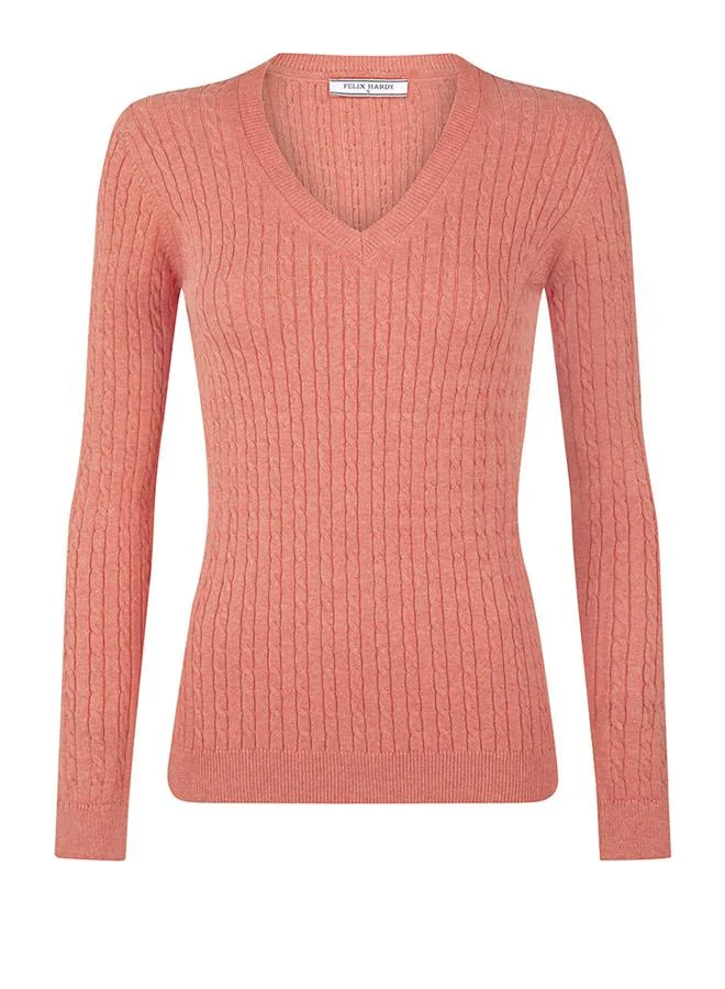 FELIX HARDY V-Neck Cable Knit Pullover