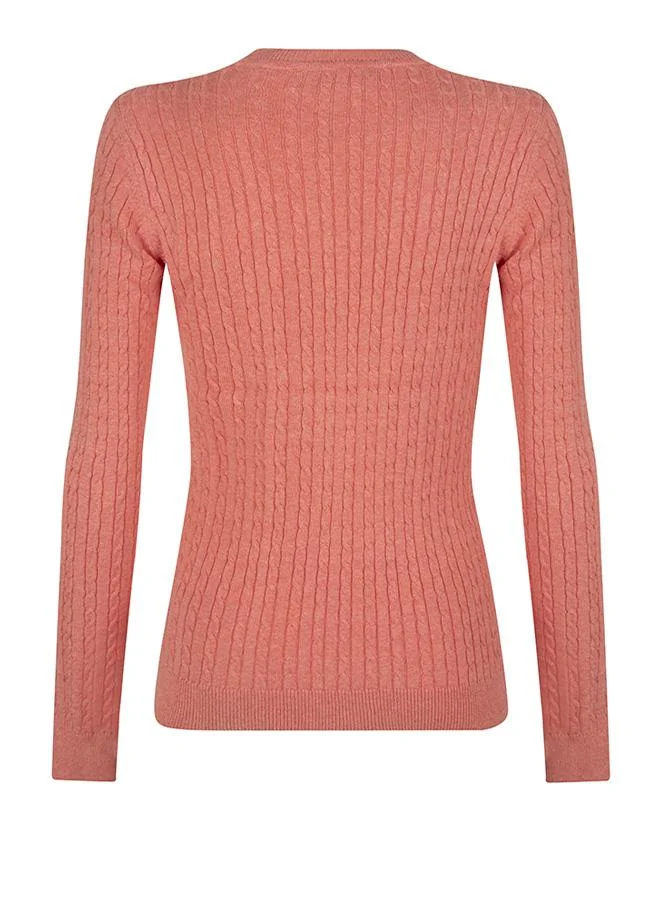 FELIX HARDY Pomegranate V-Neck Cable Knit Pullover for Women | Best Price UAE