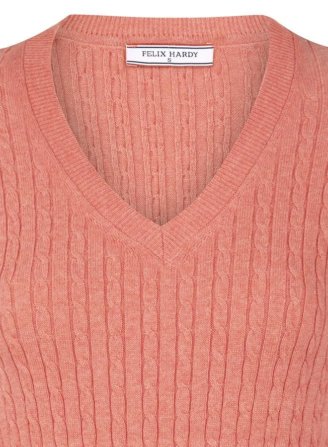 FELIX HARDY V-Neck Cable Knit Pullover