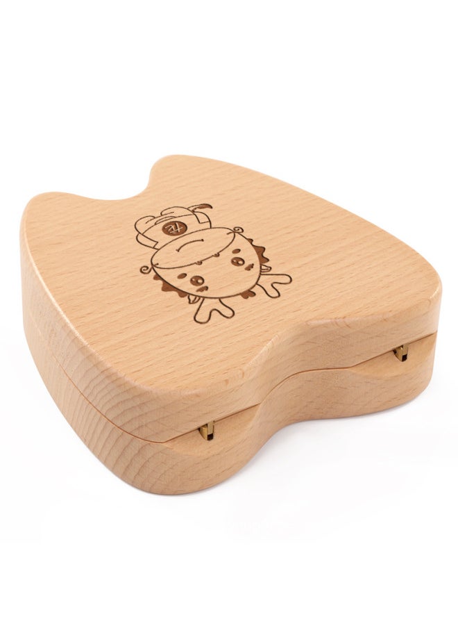 Generic Wooden Baby Nipple Storage Box Girl Baby Fetal Hair Collection Preservation Bottle Boy Tooth Changing Commemorative Box-Color:Beech Milk Tooth Box-Zodiac Sheep  - Image 2