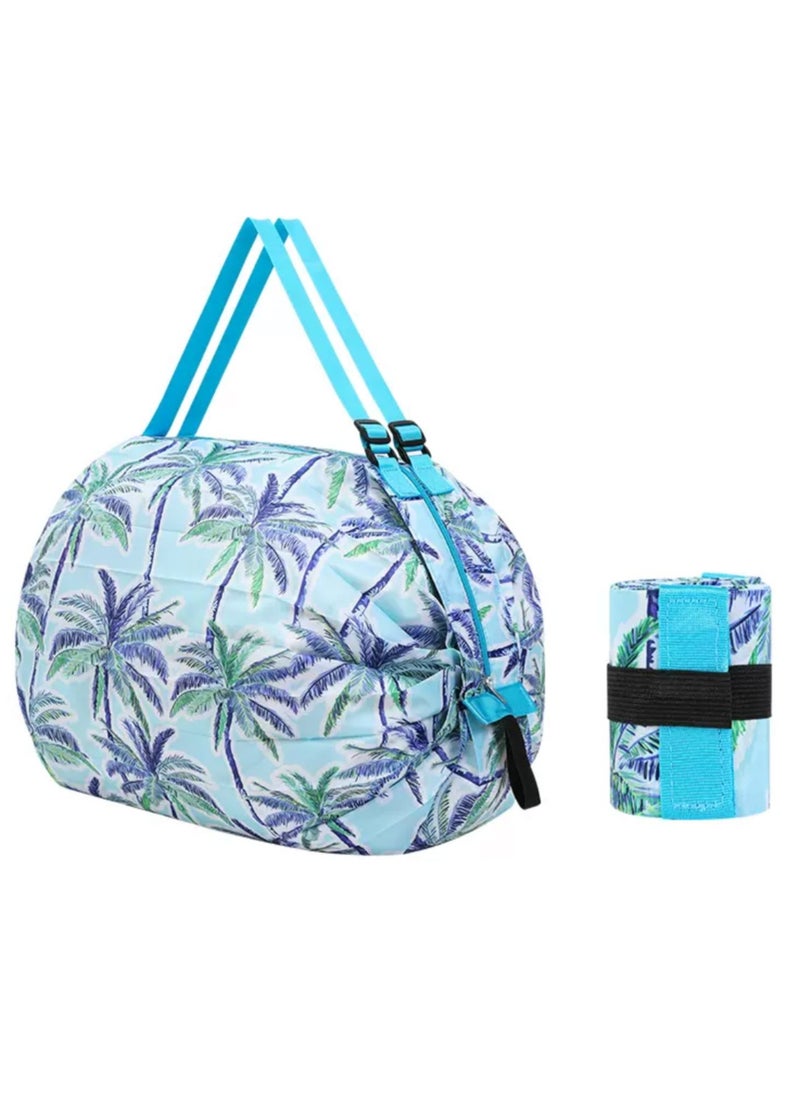 Ayeeb Pack-All Retract-Instantly Duffle(PARID) Multipurpose Foldable Portable Travel Baggage, 40L Large Storage Shopping Bag, Waterproof Durable Nylon Material, Ultra Lightweight Adjustable Handle,Fold to Mini Palm Size with Elastic Strap, Holiday Trees Pattern Print  - Image 1