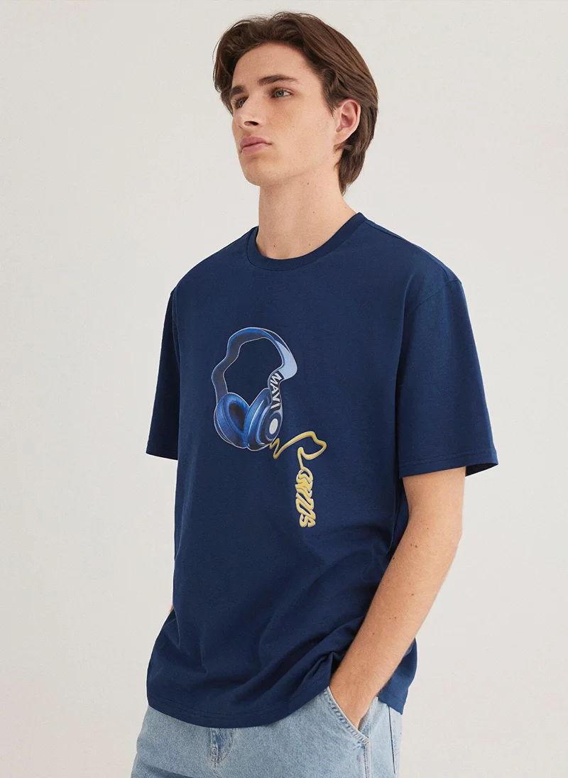 MAVI Printed Navy Blue T-Shirt