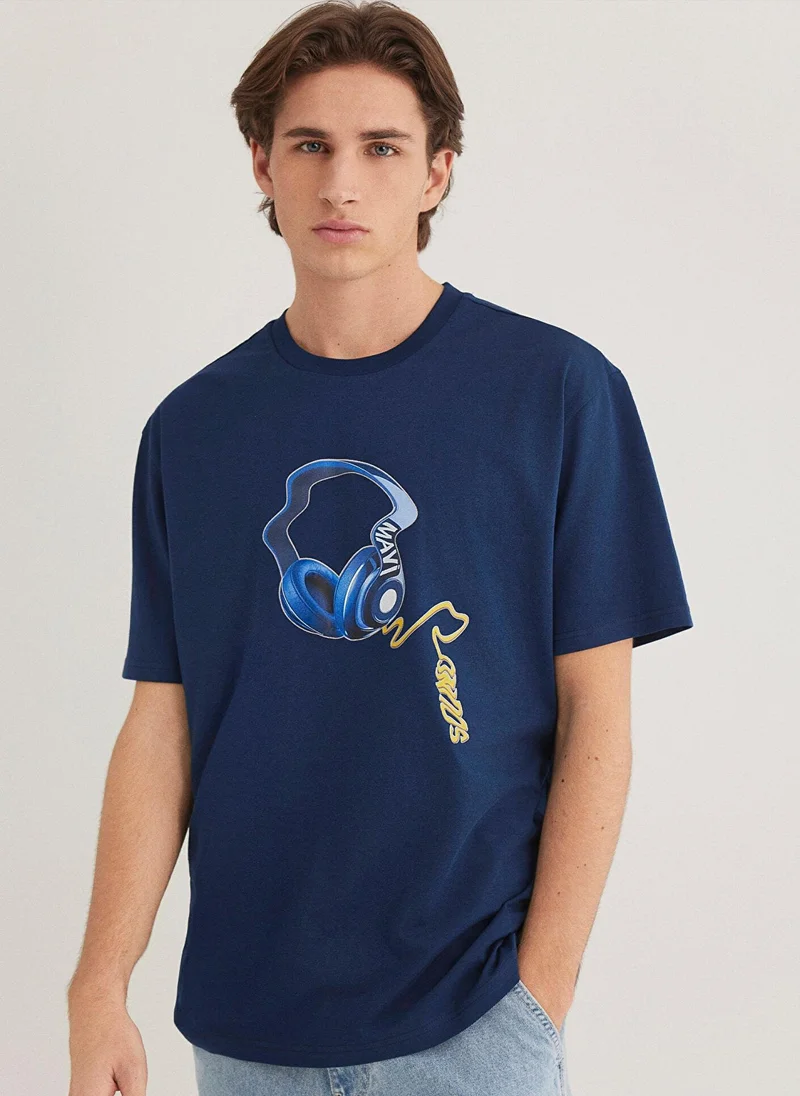 MAVI Printed Navy Blue T-Shirt