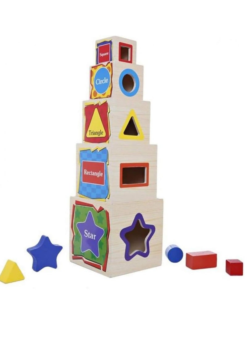 Safwa Toys Children's toy, W46-5 wooden cup arrangement game, 5 pieces, from Al Safwa Toys  - Image 2