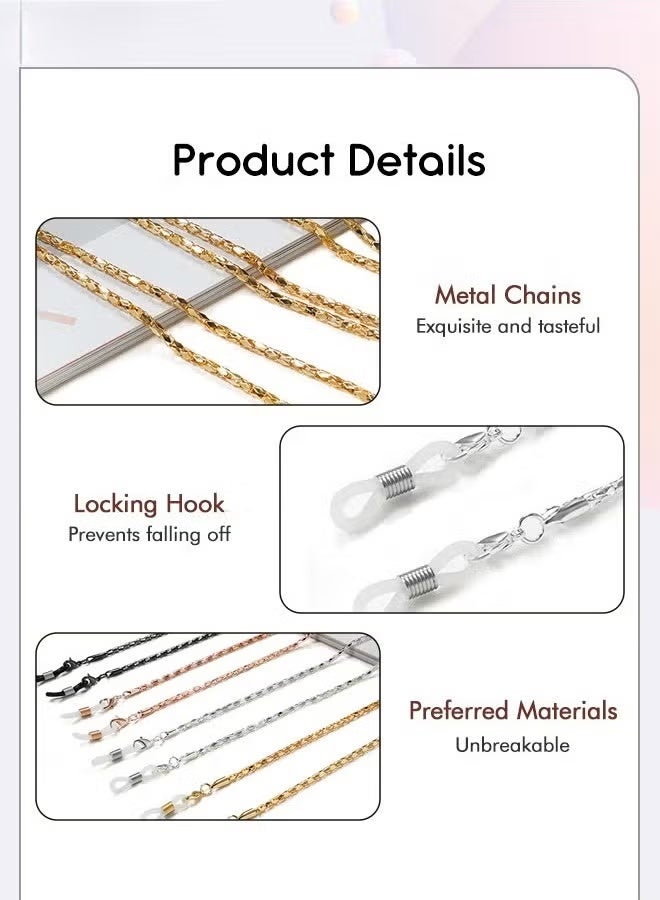 Generic 4Pcs Metal Glasses Chains for Men Women, Eyewear Strap Holders Hanging Neck Rope Windproof Mask Lanyard Eyeglasses Accessory, 75cm - Image 3