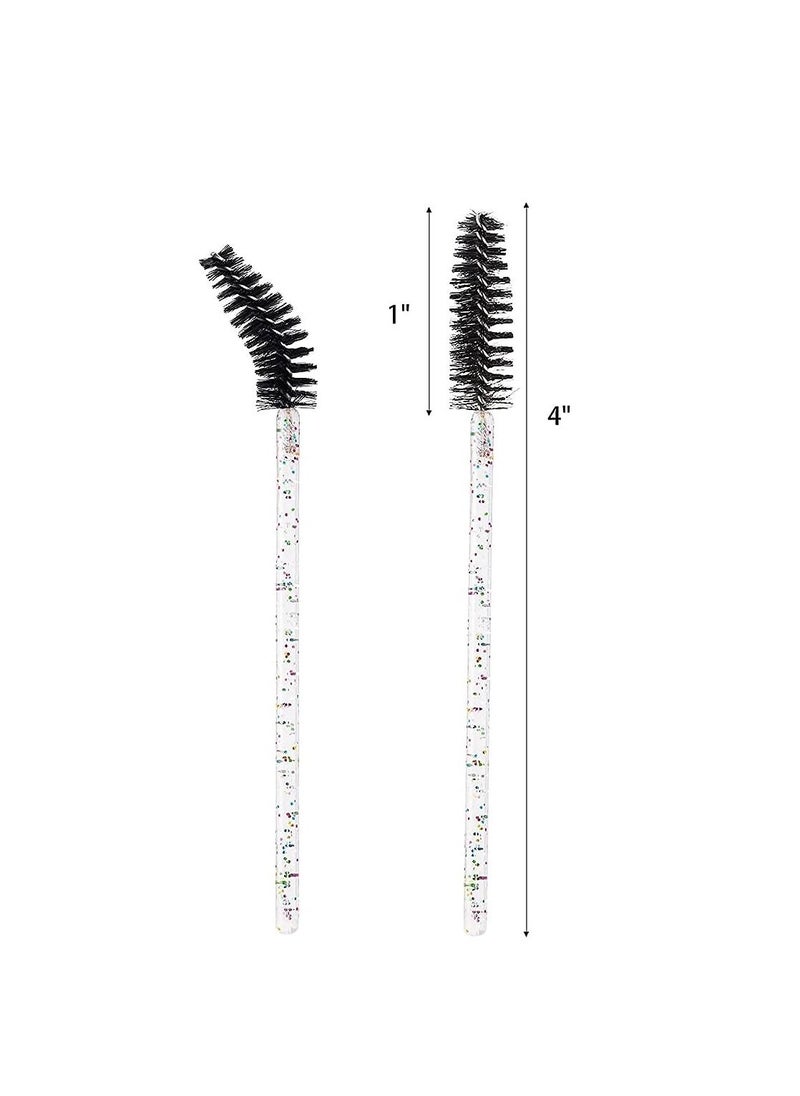 ORiTi ORiTi 50 Pcs Disposable Mascara Brushes Crystal Eyelash Wands Mascara Applicator Spooly for Eyelashes (Crystal-Black)  - Image 4