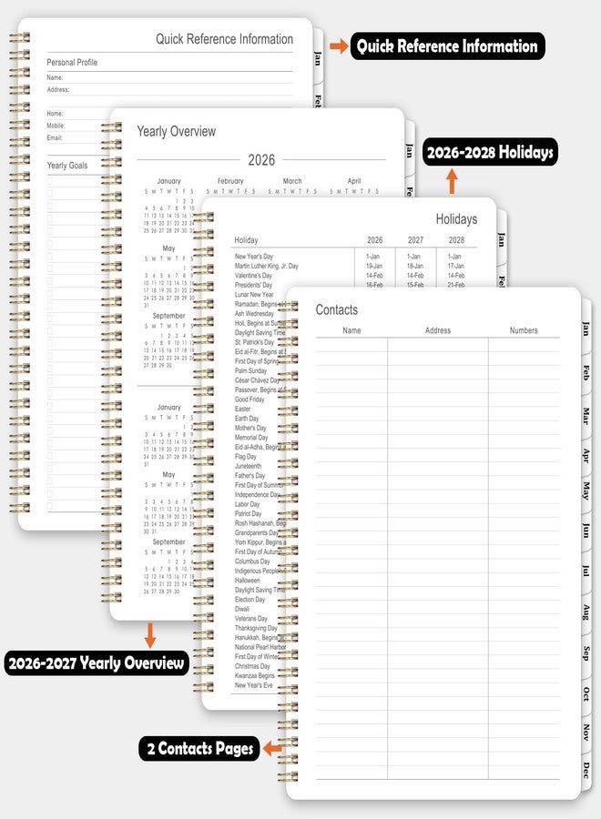 Indeme 2026 Planner - 2026 Planner Weekly and Monthly, Jan. 2026 - Dec. 2026, 8.5" x 11", Calendar Planner 2026 with Monthly Tabs, Spiral Binding, Thick Paper, Classic Black - Image 5