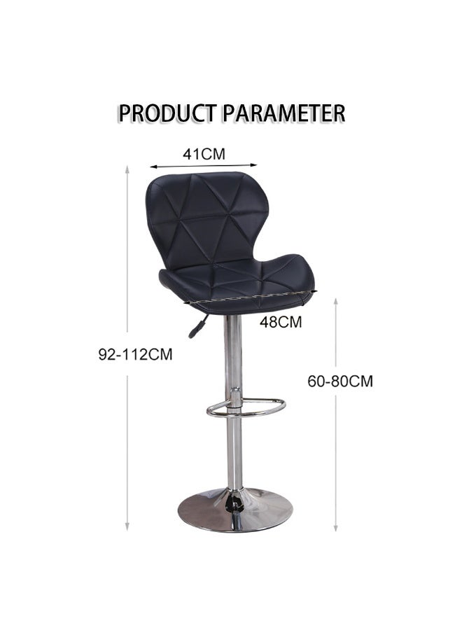 Generic Height Adjustable Bar Stools PU Faux Leather Padded Swivel Barstools Modern Counter Height Chairs with Backrest and Footrest for Pub Kitchen Counter, 2pcs (Black)  - Image 2