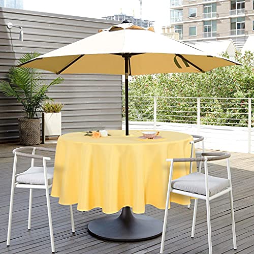 SARAFLORA Outdoor and Indoor Tablecloth 60 inch Round Yellow Wrinkle Free Washable Waterproof Table Cloth with Umbrella Hole and Zipper Round Table Cover for SpringSummerPatioPicnicBBQSParty - Image 1