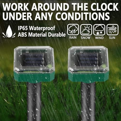 Ariie Mole Repellent Ultrasonic Solar Powered Animal Repellent for Outdoor Lawn Garden for Snakes, Moles, Gophers, Groundhogs, Voles and Other Burrowing Rodents (8 Pack) - Image 4