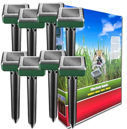Ariie Mole Repellent Ultrasonic Solar Powered Animal Repellent for Outdoor Lawn Garden for Snakes, Moles, Gophers, Groundhogs, Voles and Other Burrowing Rodents (8 Pack) - Image 1