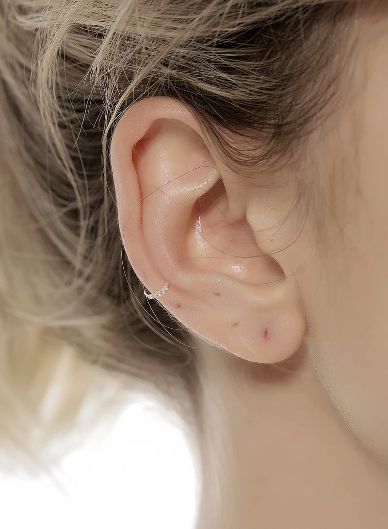 Nose Ring Hoop, Zircon Nose Ring Jewelry Decoration, Paved Mosaic Feather Cartilage Earrings Pierced 20G Nose Rings for Men and Women 10 Pcs - Image 4