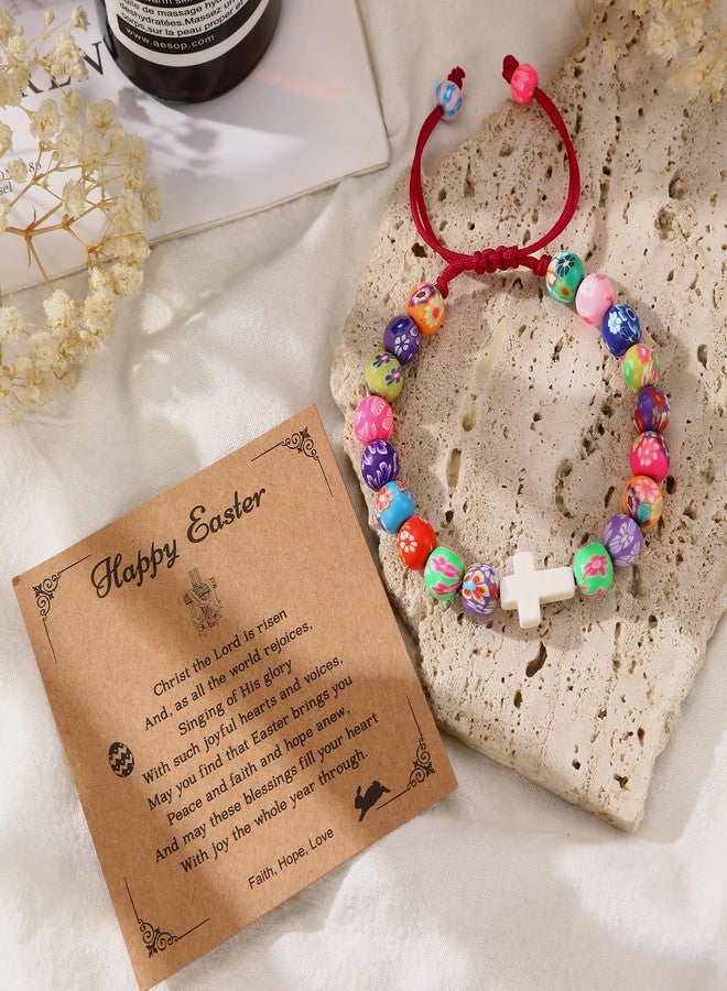 GINAZL Easter Basket Stuffers for Teens, Happy Easter Bracelets Gifts Colorful Cross Beaded Bracelet Christian Religious Jewelry Holiday Party Gifts for Granddaughter Daughter Sister (Cross) - Image 4