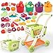 Ming You Kids Shopping Cart with Cutting Play Food Set for Kid Kitchen 2 in 1 Shopping Cart for Kids Grocery Store Pretend Play Kitchen Accessories Sorting Food Bucket Learning Toys Gift for Toddler 35 - Image 2