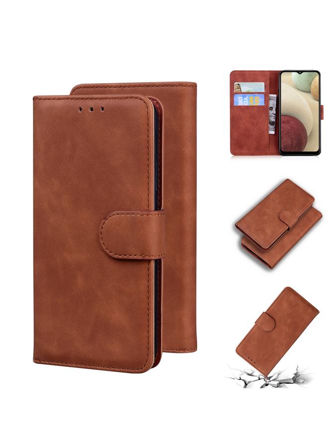 S-TOP Case For Samsung Galaxy A12 5G Skin Feel Pure Color Flip Leather Phone Case - Image 1